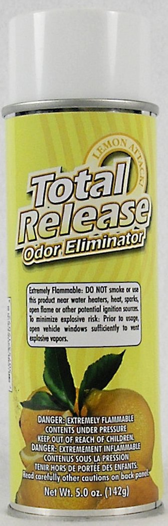 Hi-Tech Total Release Odor Eliminator - Lemon Attack - Use as an Odor Fogger (Bomb) or Short-Burst Spray (5oz Aerosol)