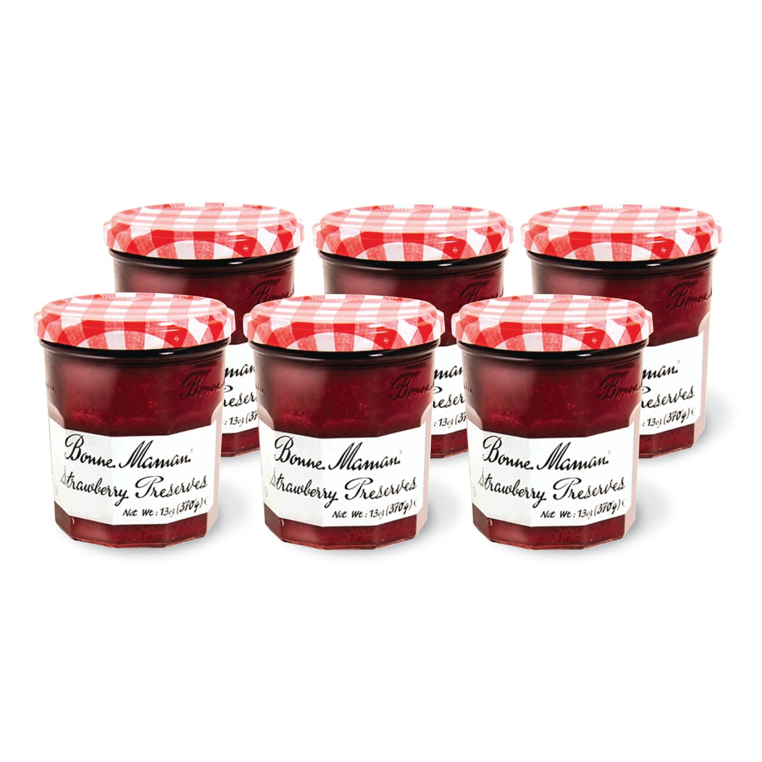 Bonne Maman Strawberry Preserves, 13 oz Glass Jars (Pack of 6) - Non-GMO, Made with Simple Ingredients