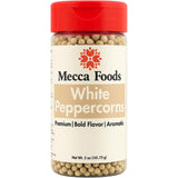 Mecca Foods Premium Whole White Peppercorns 5 oz - Gourmet White Pepper for Cooking, Seasoning & Marinades - Fresh Aroma in PET Jar