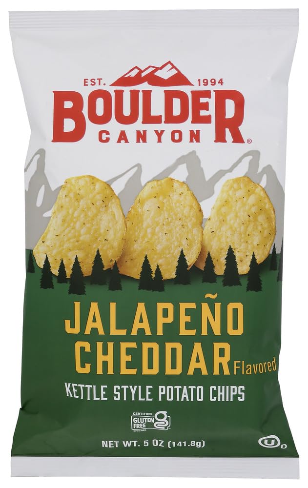 Boulder Potato Chips, Jalapeno Cheddar, 5-Ounce Bags (Pack of 12)