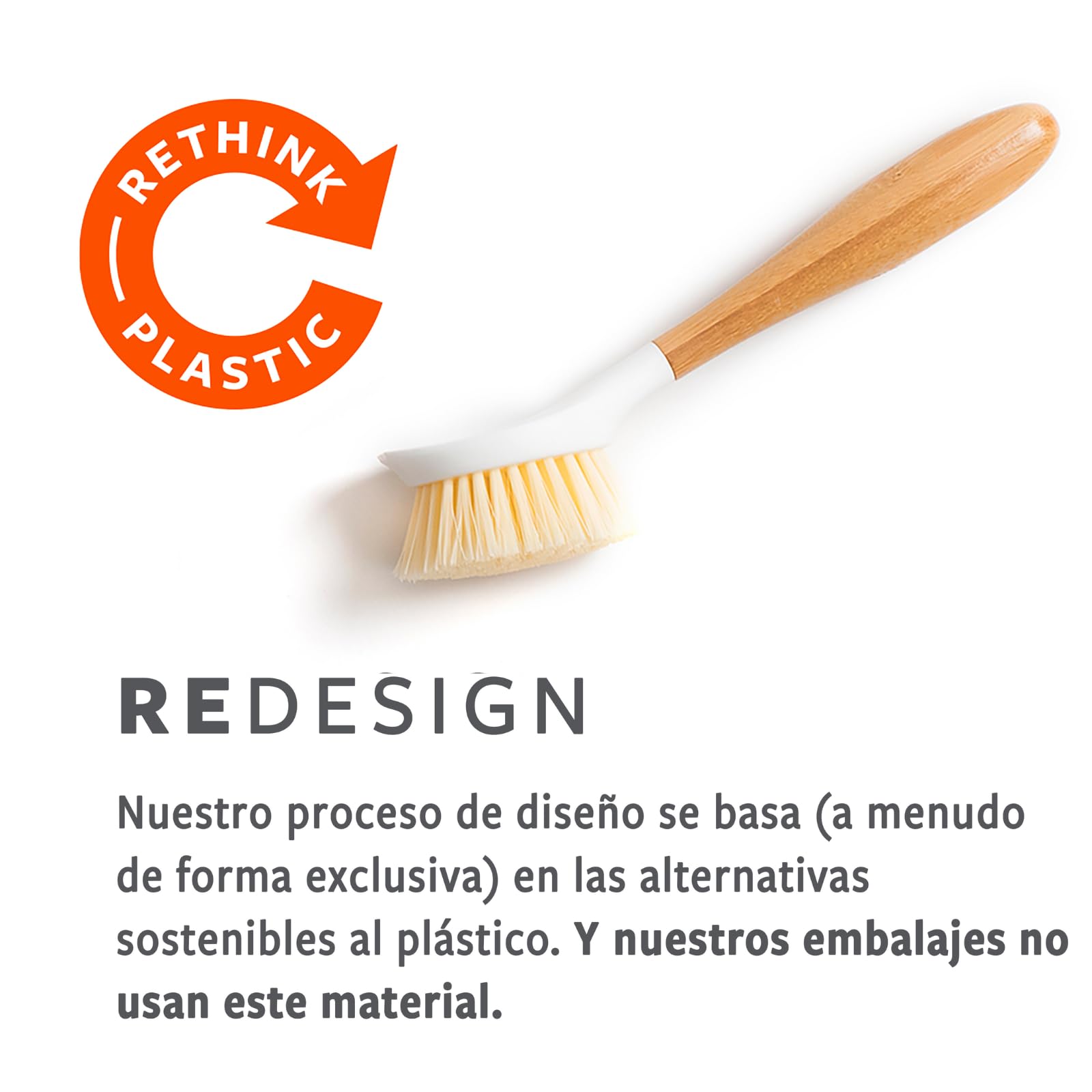 Full Circle Tenacious C Cast Iron Bamboo Dish Brush and Scraper - Durable Kitchen Scrub Brush for Dishes, Pots, Pans, and Cast Iron, Sustainable, Made