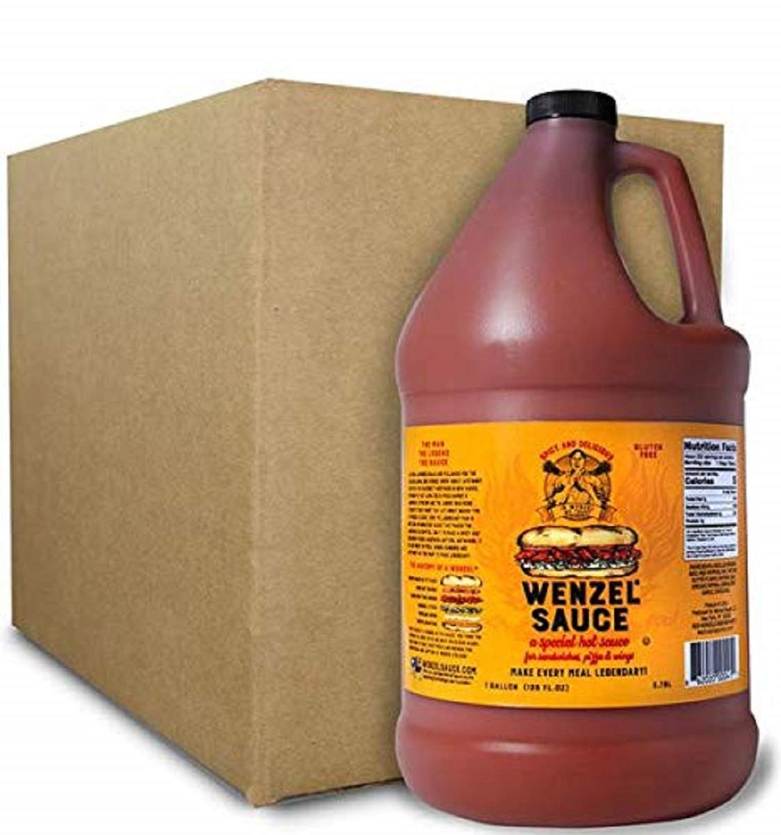 Wenzel | #1 Sandwich Hot Sauce Spicy Tangy Delicious Makes For A Legendary Meal, Gallon Case (4-pack)