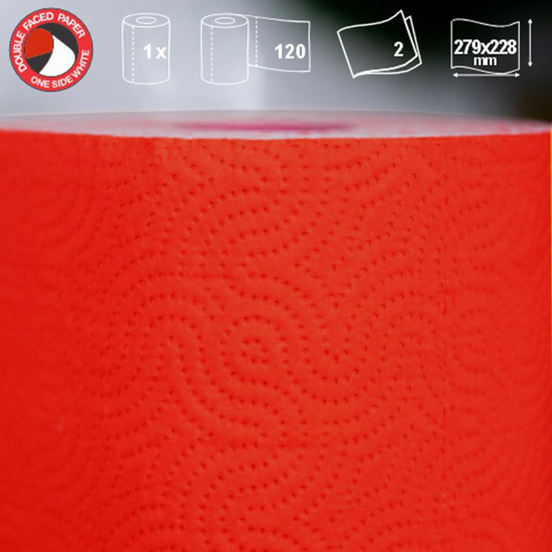 Renova Red Paper Towel Pack - 1 Roll - 120 Sheets - 2 Ply - FSC Certified - Sustainable & Absorbent