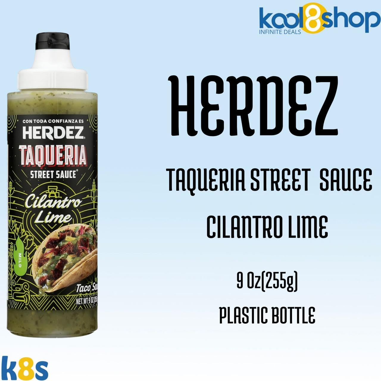 Herdez Taqueria Street Cilantro Lime Sauce 9 oz Plastic Bottle 4 Pack + 1 Taco Stand by KOOL8SHOP Infinite Deals