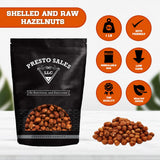 Presto Sales Large Shelled Hazelnuts Raw (AKA Filberts) 16 oz. | Non-GMO, Natural Healthy Protein Snack | Keto/Paleo Friendly | Resealable 1 lb bag