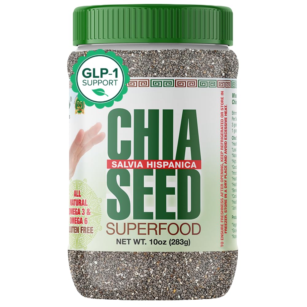 Sanar Naturals Chia Seeds | High Fiber, Omega 3 Superfood for Smoothies Oatmeal & Baking | Raw Black Chia Seeds, GLP-1 Support, Vegan, Non GMO, Gluten