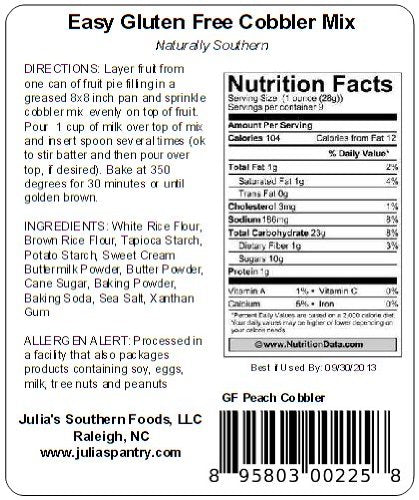 Gluten Free Peach Cobbler Mix 9oz Bag