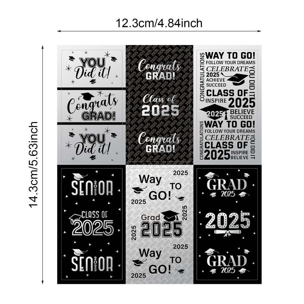 Graduation Party Candy Stickers, 120PCS Class of 2025 Candy Wrappers Chocolate Sticker for Graduations Party Favors