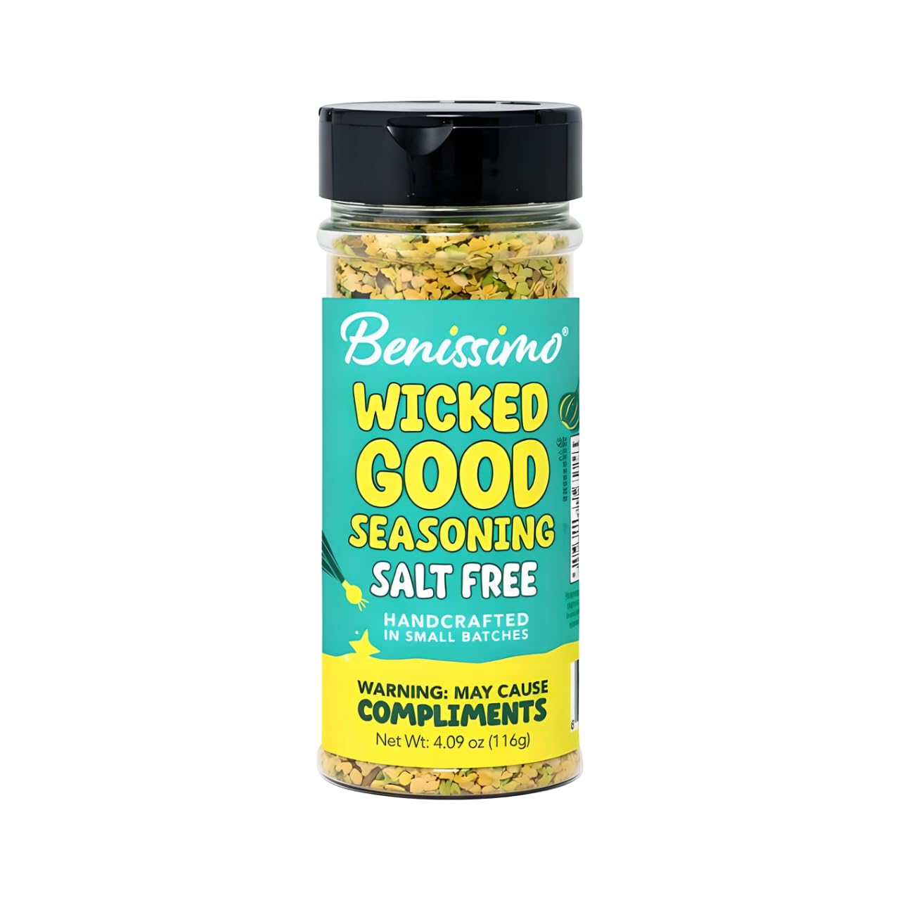 Benissimo Salt Free All Purpose Seasoning, Flake & Granule Blend for Meats, Poultry, Seafood, Vegetables, Potatoes & Everyday Cooking with Pet Shaker