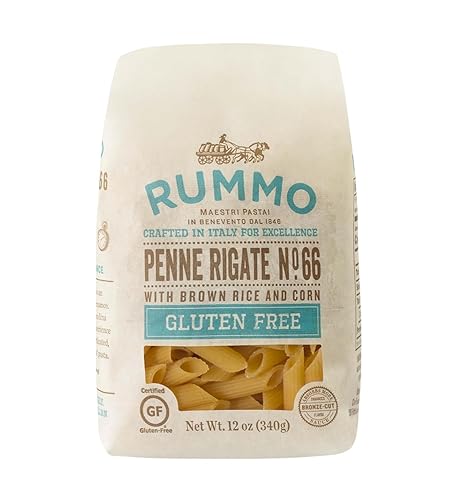 Rummo Penne Rigate - 12 OZ - Corn & Rice Pasta for Family Dinners & Baked Pasta Dishes - Traditional Italian Style - Classic Cut - Dry Pantry Pack