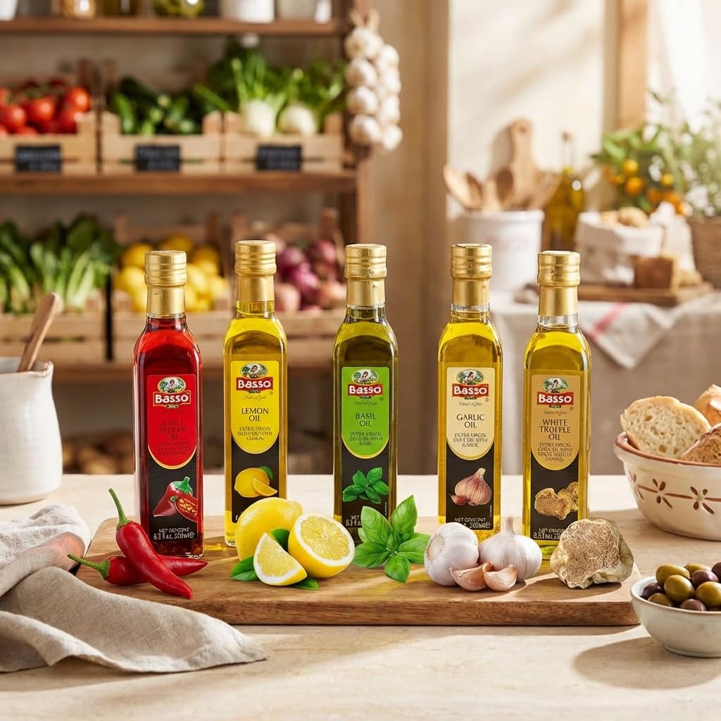 BASSO 1904 - Lemon Oil, Infused Premium Extra Virgin Olive Oil, 8.5 Fl Oz (250 ml), Finishing, Cooking, Dipping, Dressing, and Tasting