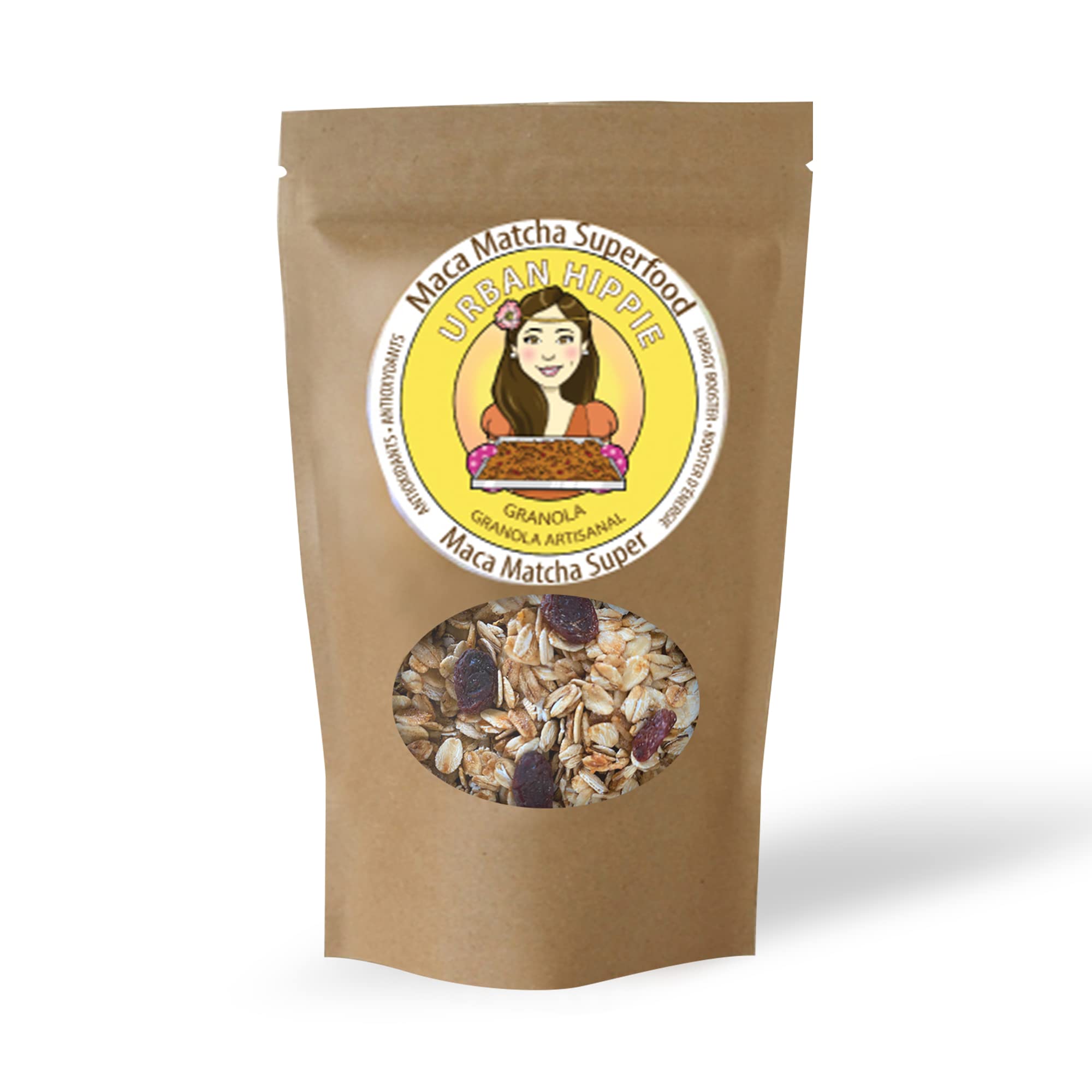 Urban Hippie Granola - Maca Matcha Superfood Granola, Non-Gmo, Non Dairy, No Sulphites or Soy, Healthy Granola, 300g