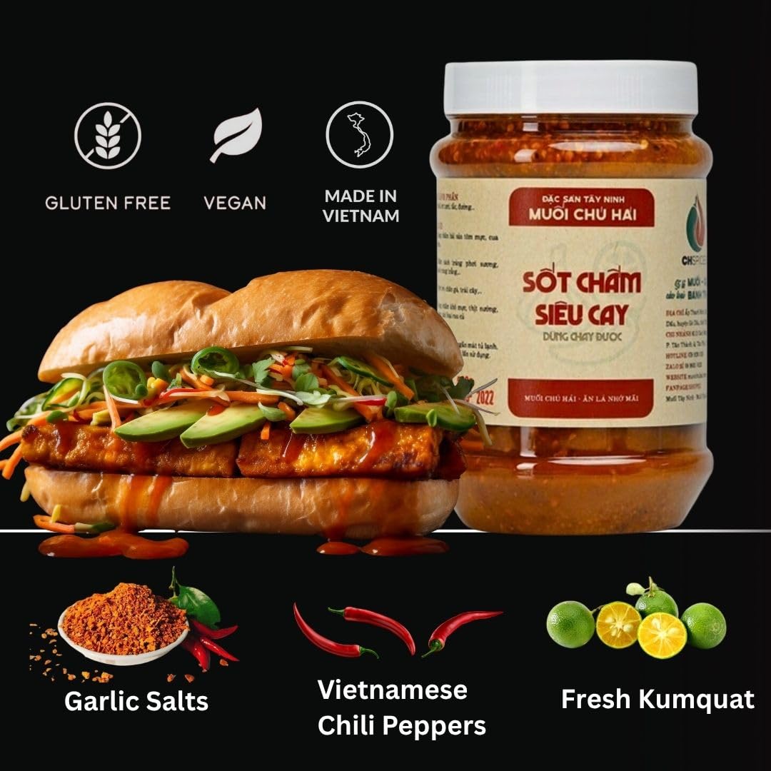 Muoi chu hai - Chu Hai Spicy Salt Dipping Sauce - Vietnamese Tay Ninh Chili Salt Paste - Gourmet Fruit & BBQ Dip (350gr, Super Spicy)