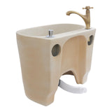 Garden Floor Mop Sink Set 16x13x16in, Ceramic Utility Mop Basin with Faucet and Button Drainage Large Capacity Mops Bucket for Garage Laundry Room