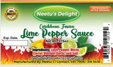 Neetu's Delight: Caribbean Fusion - Lime Pepper (Hot) Sauce 14.5oz (Net Wt. 375ml) | Full of Flavour | Medium Heat | Made with Scotch Bonnet Peppers |