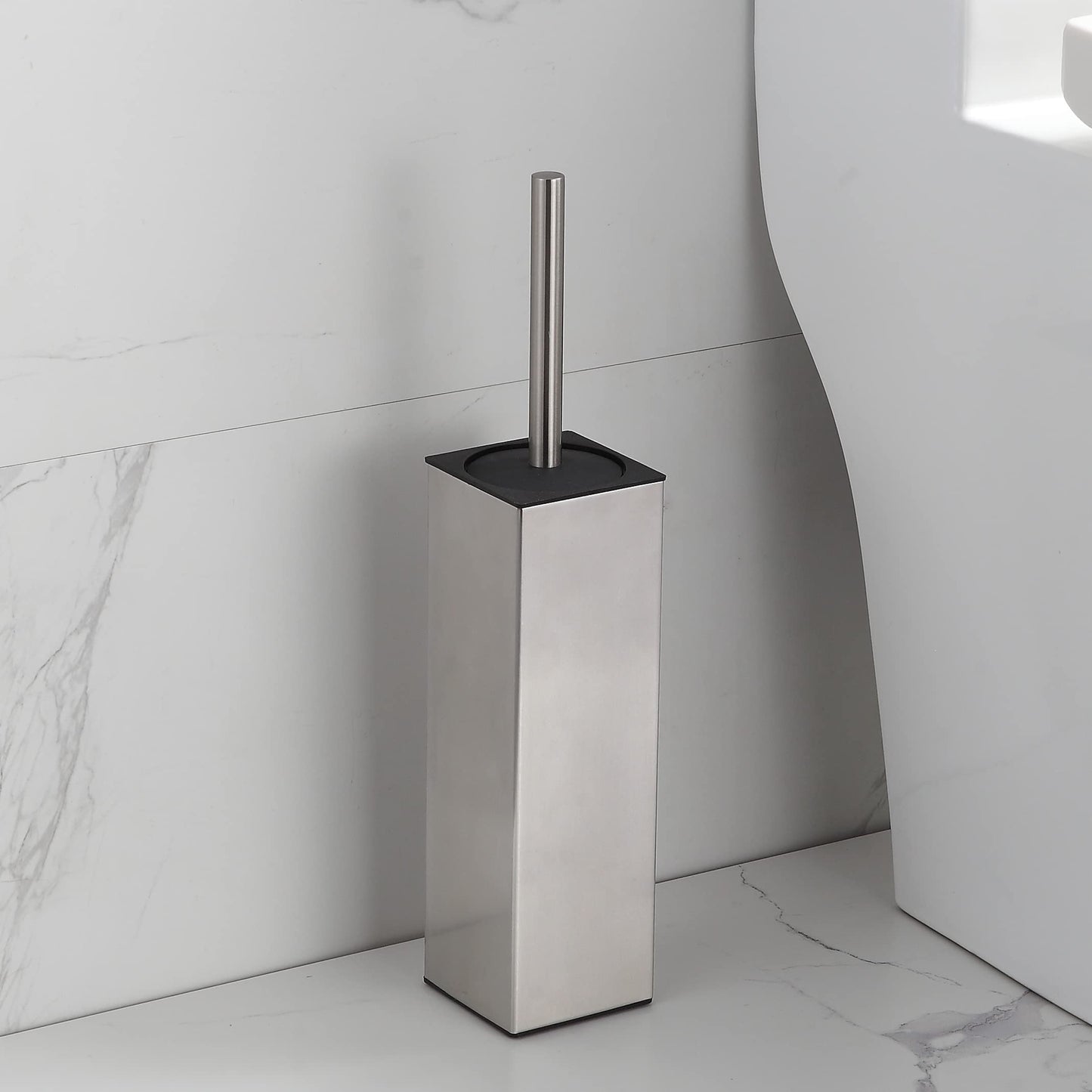 BGL Toilet Brush Holder Freestanding,Brushed Nickel,304 Stainless Steel,SUS304 Toilet Bowl Brush and Holder for Bathroom - Space Saving,Sturdy,Deep