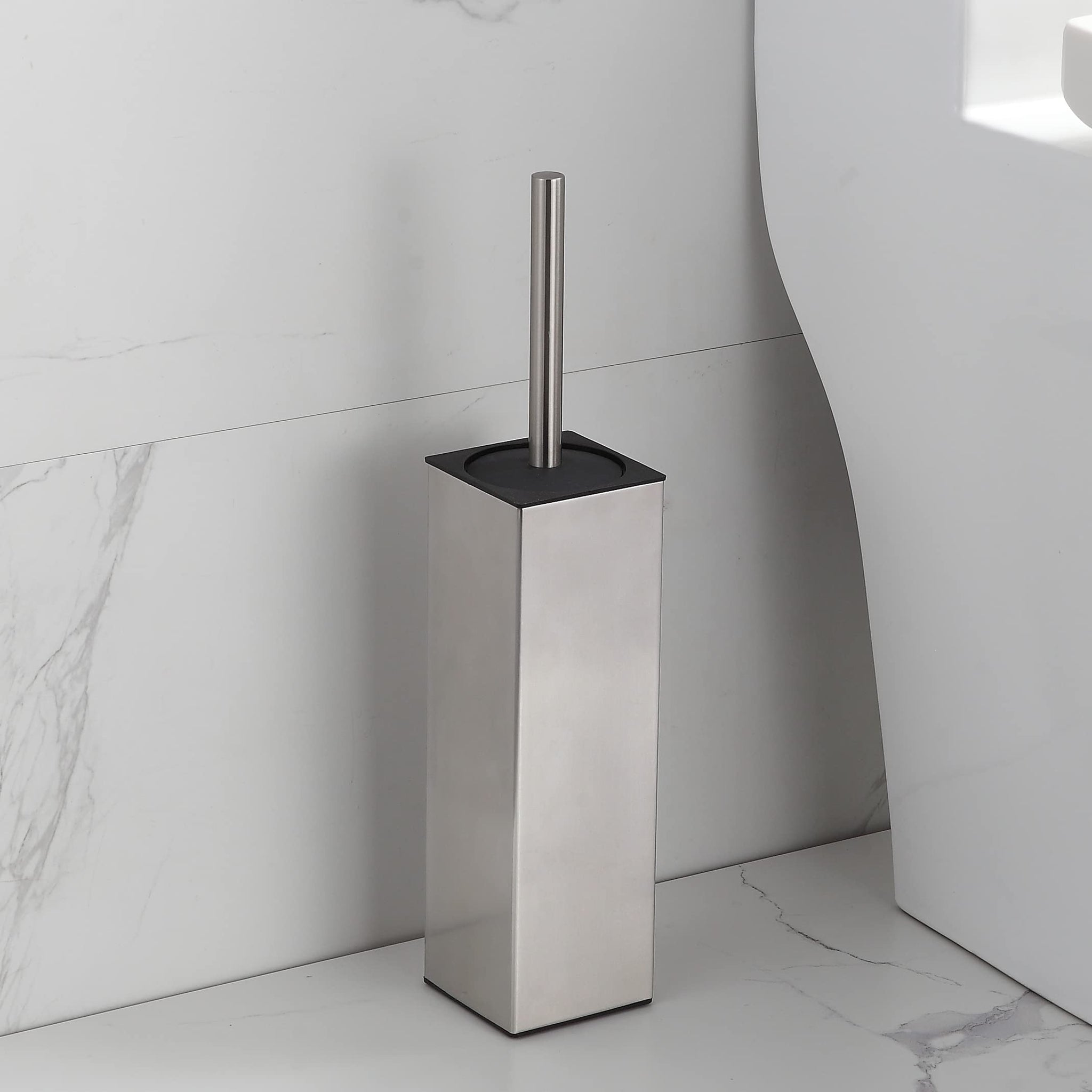 BGL Toilet Brush Holder Freestanding,Brushed Nickel,304 Stainless Steel,SUS304 Toilet Bowl Brush and Holder for Bathroom - Space Saving,Sturdy,Deep
