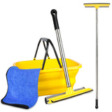 Windshield Car Squeegee and Collapsible Washing Bucket Combo Set, 2 in 1Window Squeegee with Long Handle