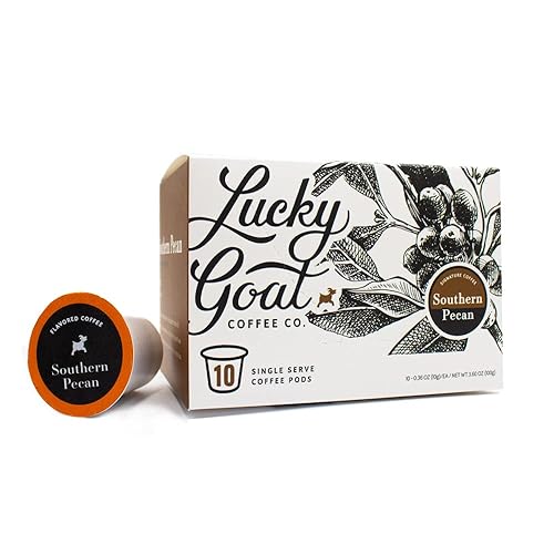 Lucky Goat Coffee - Southern Pecan Coffee Pods - Flavored 10 ct Box - Compatible w/Single Serve Keurig K-Cups 1.0 & 2.0 - Medium Roast - Nutty Sweet