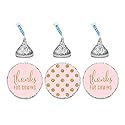 Andaz Press Gold Glitter Print Chocolate Drop Labels Stickers, Thanks for Coming! Polka Dots, Blush Pink, 216-Pack, Not Real Glitter, for Kisses Party