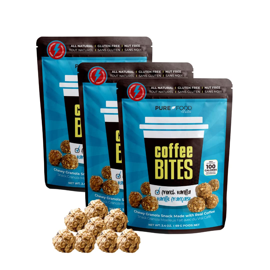 French Vanilla Energy Balls with Caffeine Vegan Granola Balls, Coffee Granola Organic Gluten Free, Keto Granola Bites Organic, Low Carb Granola Nut