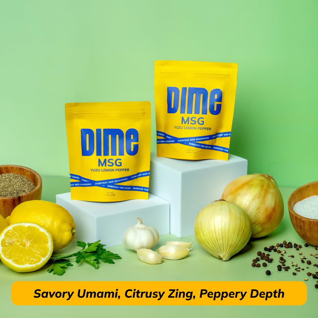 DIME MSG Yuzu Lemon Pepper Seasoning, All Purpose Umami Spice for Cooking & Grilling - Japanese Citrus Flavor - Vegetable, Rice, Steak, Chicken