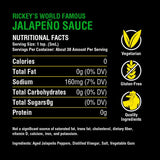 RICKEY'S World Famous Jalapeño Sauce, Gourmet Hot Sauce with Aged Jalapeño Peppers, Distilled Vinegar, Salt, Unique Flavor Experience, in a Bottle, 5