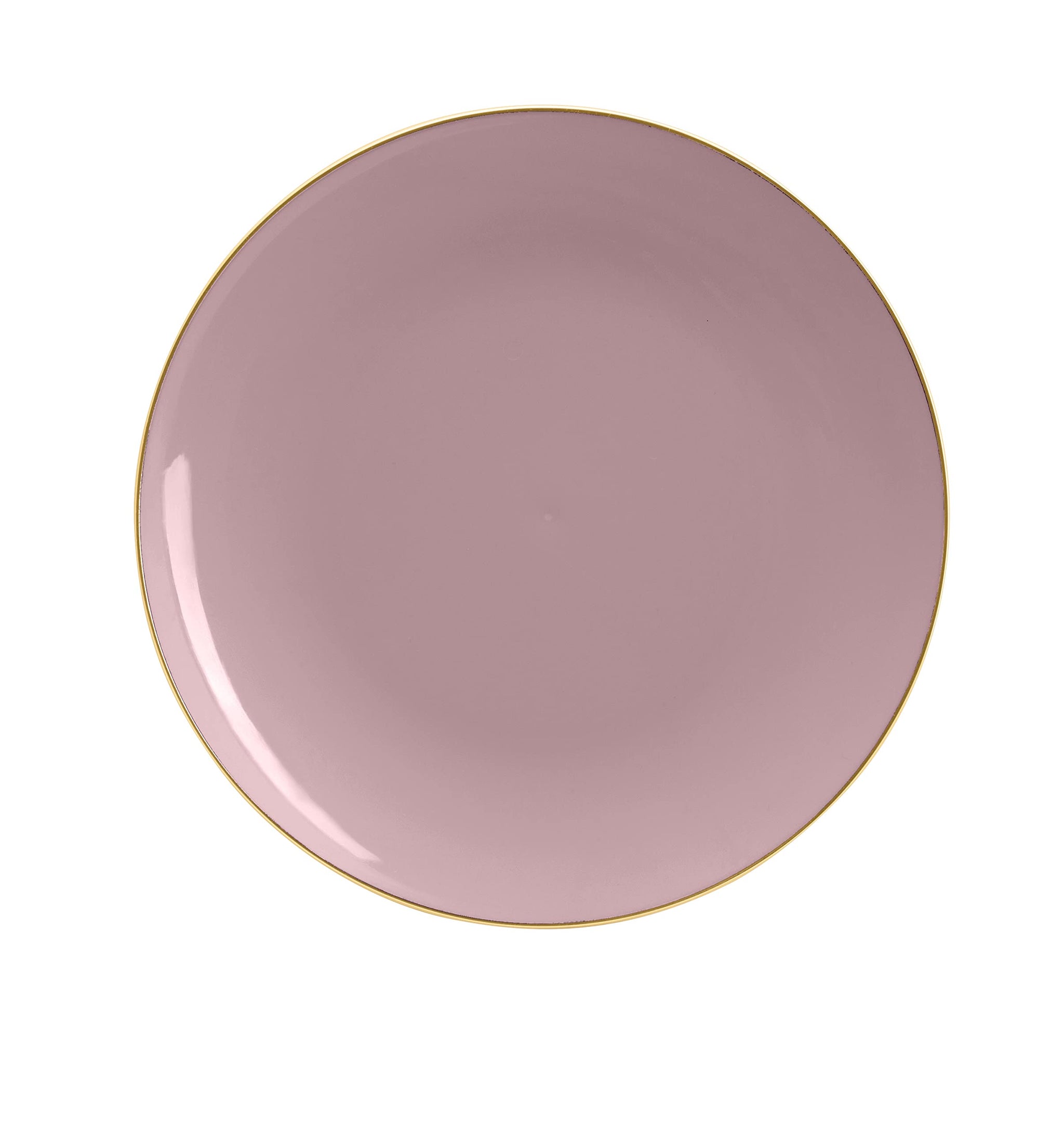 LUXE PARTY NYC Plastic 30 Pack Dinnerware Plates | Disposable|10.25"| Dinner Plate|Partyware| Party Supplies | Holidays | Mauve and Gold