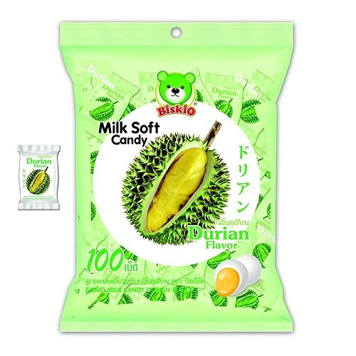 Biskio Brand, Milk Soft Candy Durian Flavor 100 tablet, Size 380g