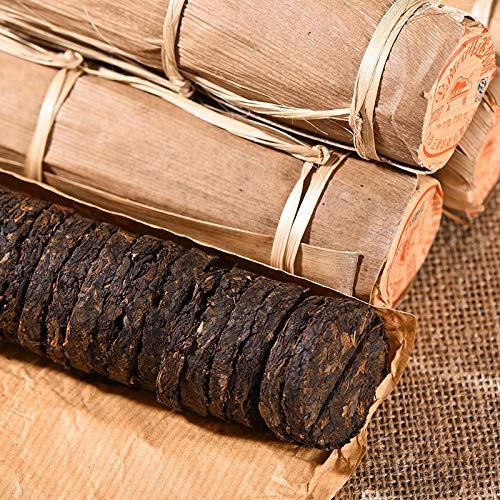 Ripe Puerh Tea «Pu-erh in Bamboo Leaf Tube», Pu erh tea, Loose Leaf Yunnan Pu-erh tea compressed in small flat portions, Shu Puerh Chinese tea