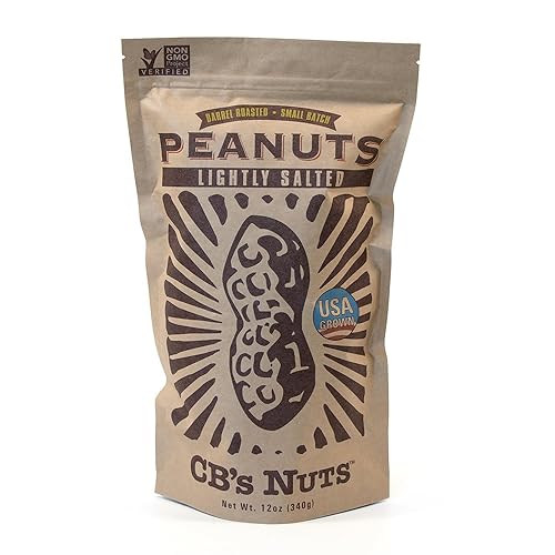 CB's Nuts Lightly Salted Peanuts - In-Shell, USA Grown, Slow Roasted in Small Batches, Non-GMO Verified, No Palm Oil, 12 oz Bag