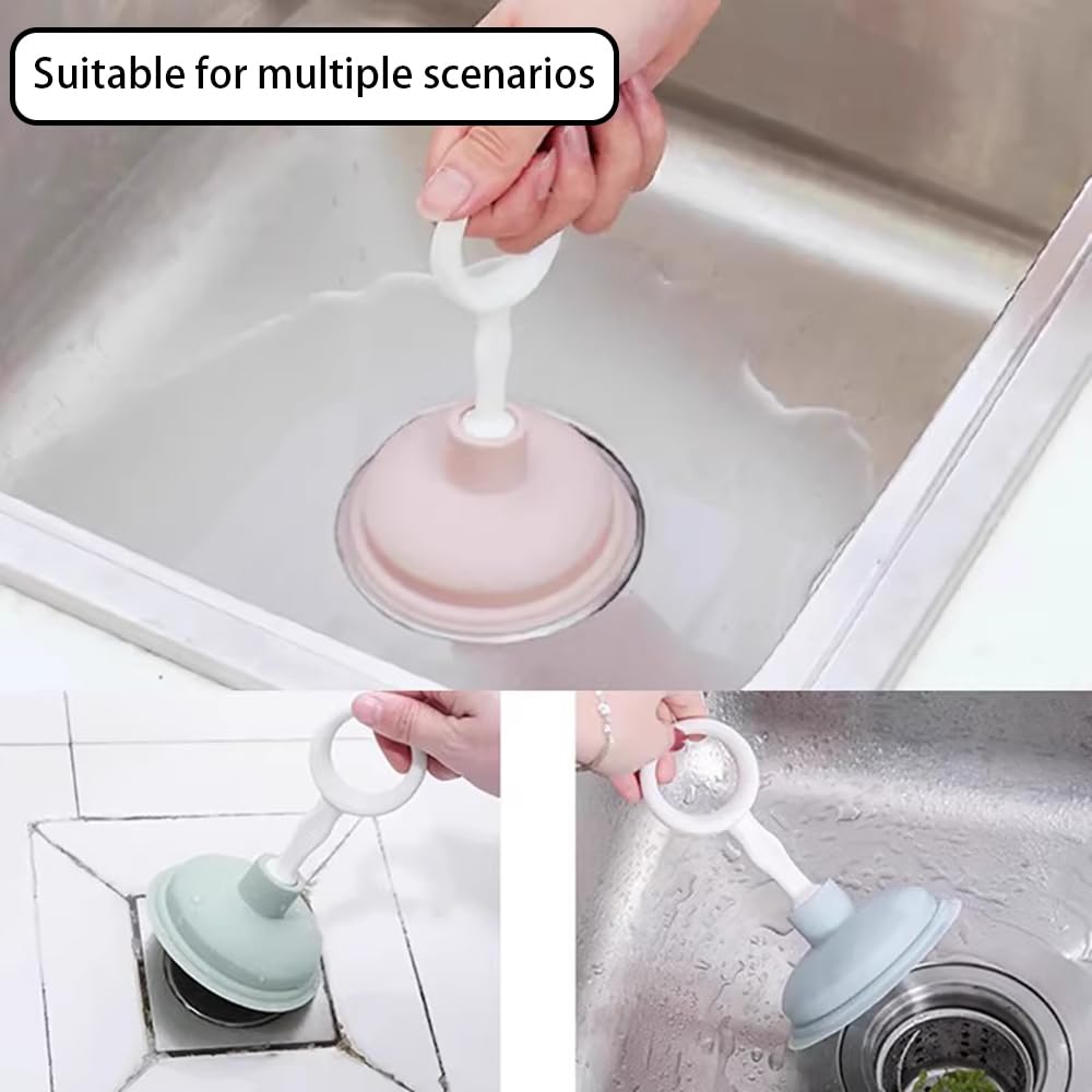 2 Pcs Blue Sink Plunger,Bathroom Small Drain Plunger Portable Kitchen Sink Drains Suction Cup Liquid Plumber Clog Remover Easy To Unclog,Drain