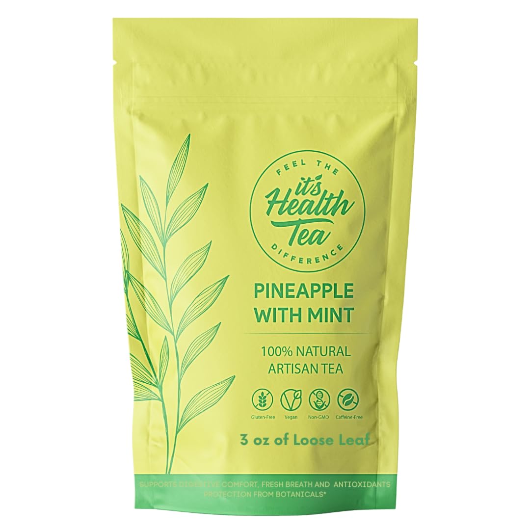 Pineapple Mint Herbal Tea - 3 oz, 35 Tea Bags - Pineapple, Mint & Lemongrass Blend - Refreshing Caffeine-Free Tropical Infusion for Fresh Breath