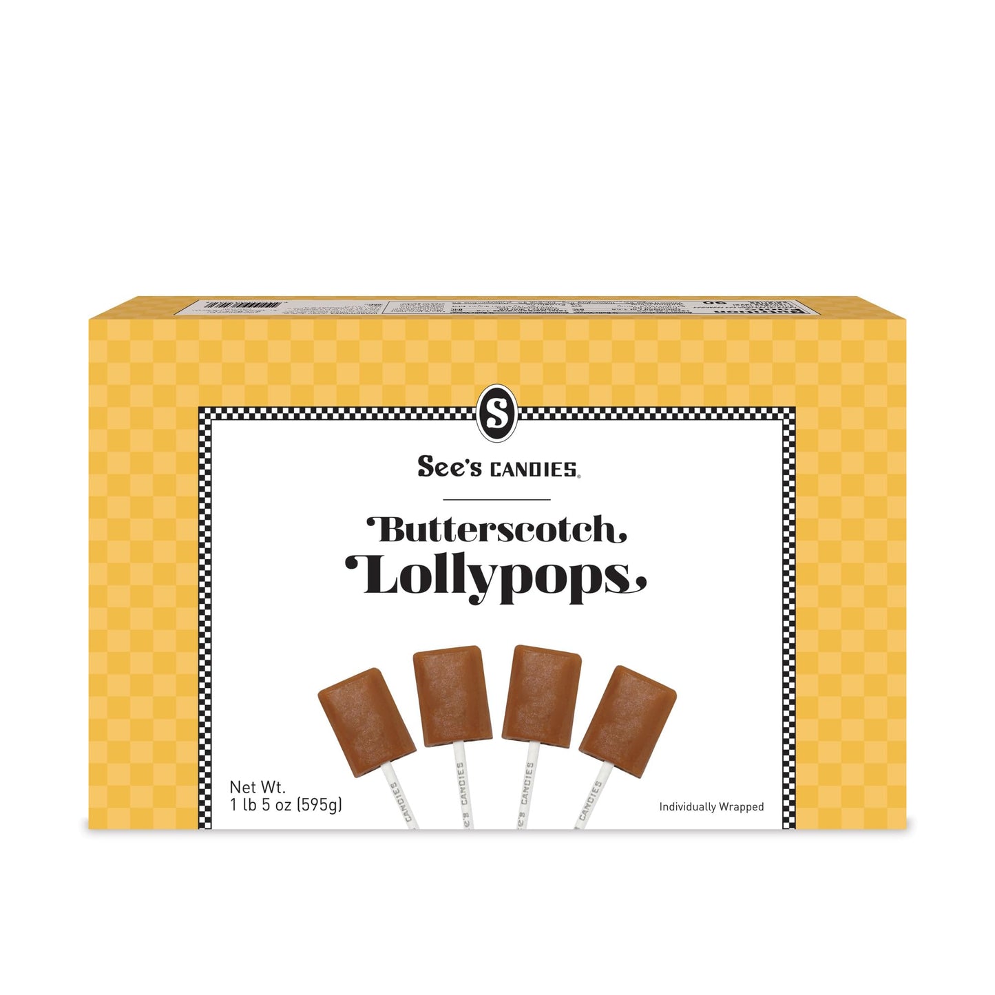 See’s Candies Butterscotch Lollypops - Premium Butterscotch Flavor Lollipops, Long-Lasting Gourmet Candy Gift, 30 Count, 21 oz