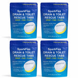 SparkFizz Toilet & Drain Cleaning Tablets - Powerful Foaming Cleaner - Removes Odor & Buildup - Septic Safe - 4/8 / 16 Count (1)