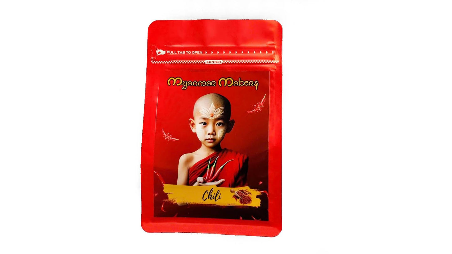 MyanmarMakers Organic 100% Natural Dried Chili & Red Chili Crushed - Burmese Dried Chili (100g, Red Chili Crushed)