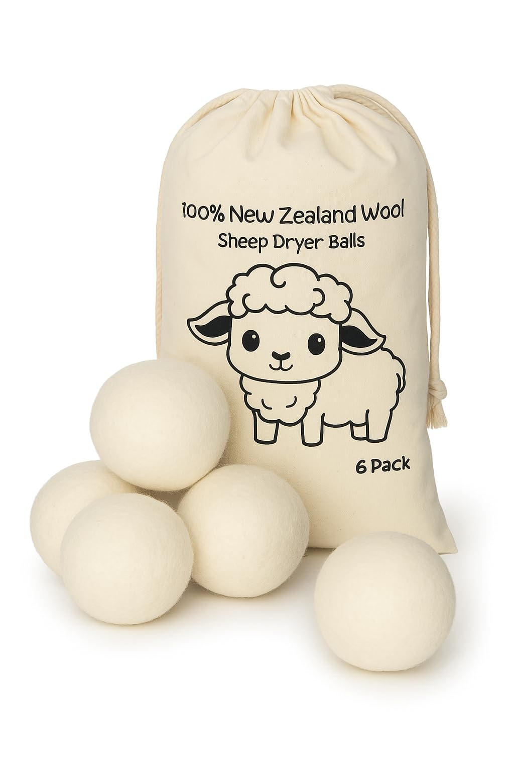 Natural Wool Dryer Balls | Reusable Natural Fabric Softener | Reduces Wrinkles & Drying Time | Large Dryer Balls is a Better Alternative to Plastic