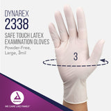 Dynarex Safe-Touch Disposable Latex Exam Gloves, Powder-Free, for Healthcare & Professional Settings, Bisque, 1 Case, 10 Boxes of 100 Gloves (Large)