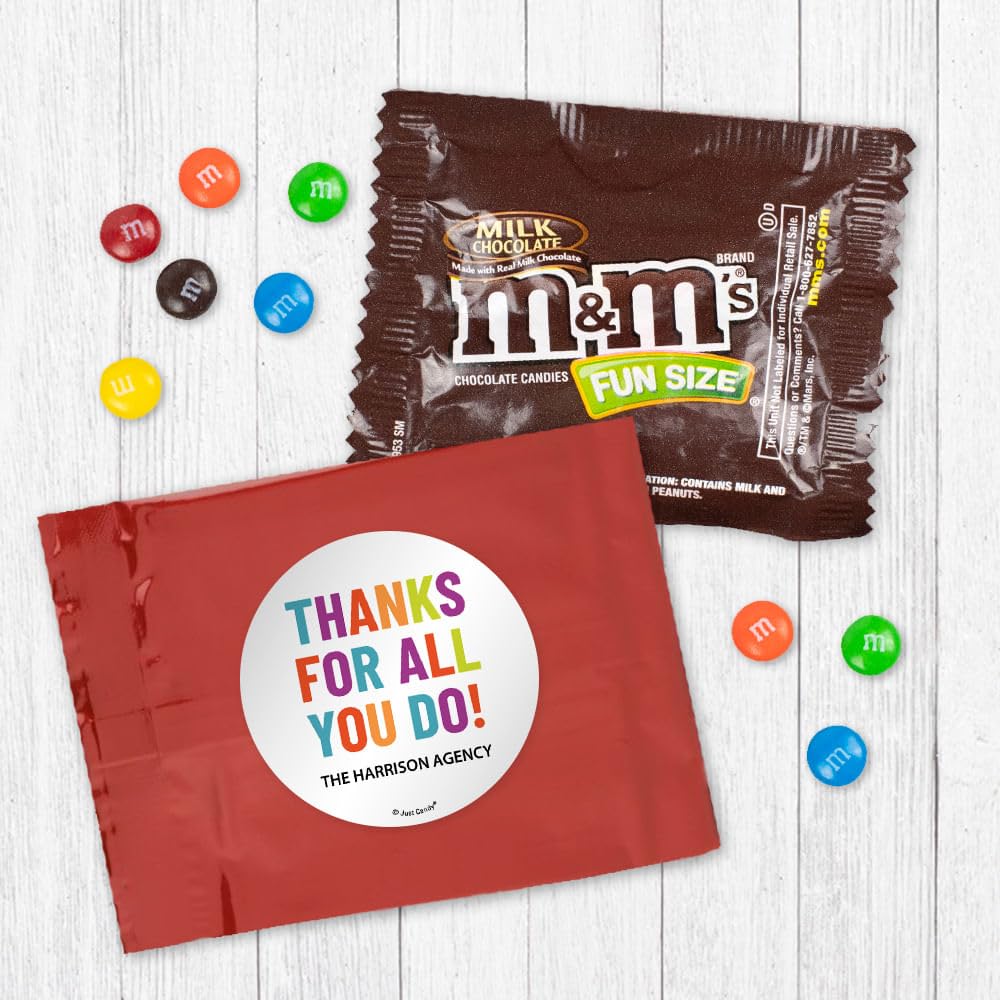 24 Pack Thanks For All You Do Personalized Candy Favor Bags Filled With Chocolate Coated Minis For Corporate Favors, Event Giveaways, Thank You Gifts