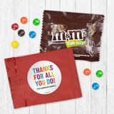 24 Pack Thanks For All You Do Personalized Candy Favor Bags Filled With Chocolate Coated Minis For Corporate Favors, Event Giveaways, Thank You Gifts