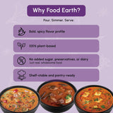 Food Earth Indian Simmer Sauce Trio - Vindaloo, Butter Chicken, Tikka Masala - Organic, Vegan, Gluten-Free, GMO-Free - 6 Prepackaged Pouches (5.29 oz