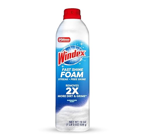 Windex Fast Shine Foam Glass Cleaner, No-Drip Windows, Doors, Mirrors & Countertops Aerosol Cleaning Spray, Streak-Free Shine, Removes Fingerprints