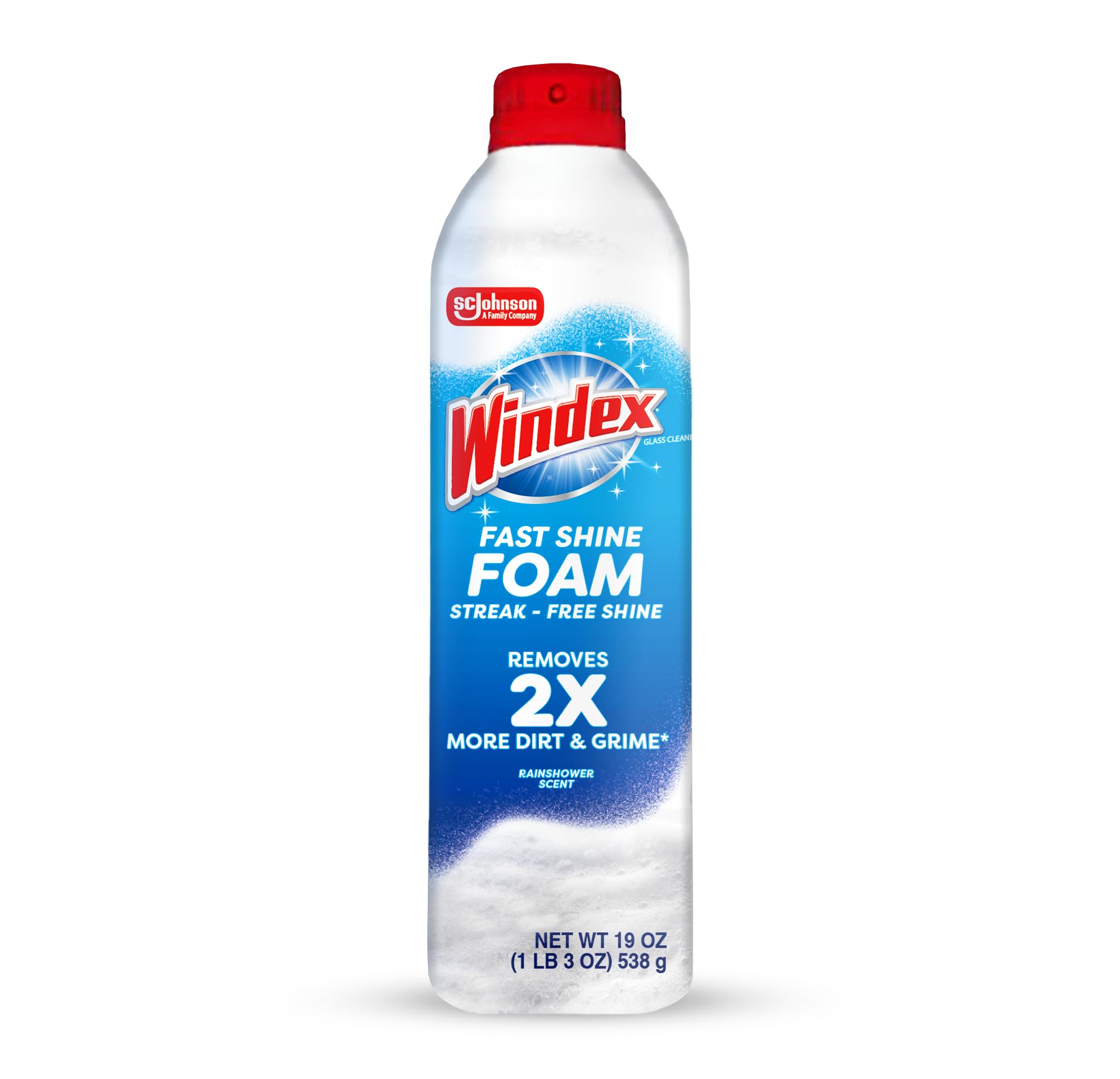 Windex Fast Shine Foam Glass Cleaner, No-Drip Windows, Doors, Mirrors & Countertops Aerosol Cleaning Spray, Streak-Free Shine, Removes Fingerprints