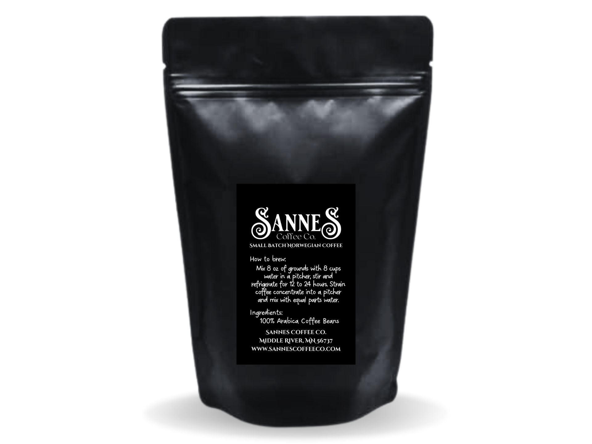 Sannes Coffee Co. Norwegian Iskaffe Cold Brew Coffee-Medium Roast-Course Grind-Filter Bag Included-Makes 1 Gallon of Cold Brew