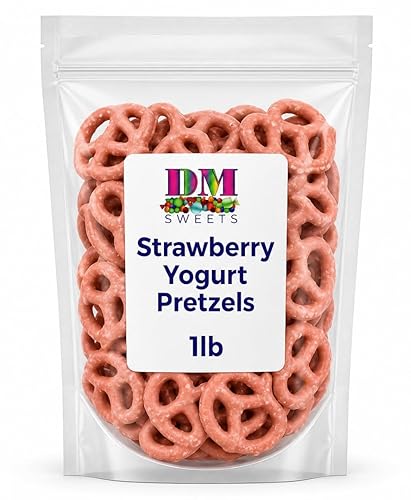 Strawberry Yogurt Covered Pretzels - 1 lb Resealable Bag | Sweet & Crunchy Snack | Fresh Gourmet Pretzel Treats | Perfect for Gifting, Parties