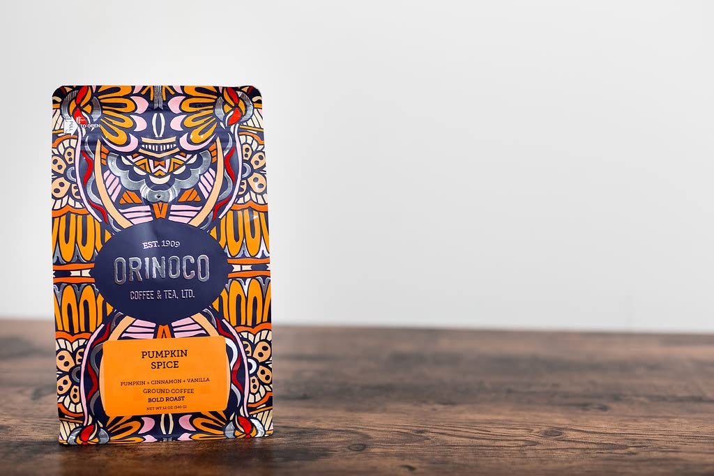Orinoco Pumpkin Spice 12 oz bag, 3-pack, Light Roast, Ground Coffee, 100% Arabica Beans