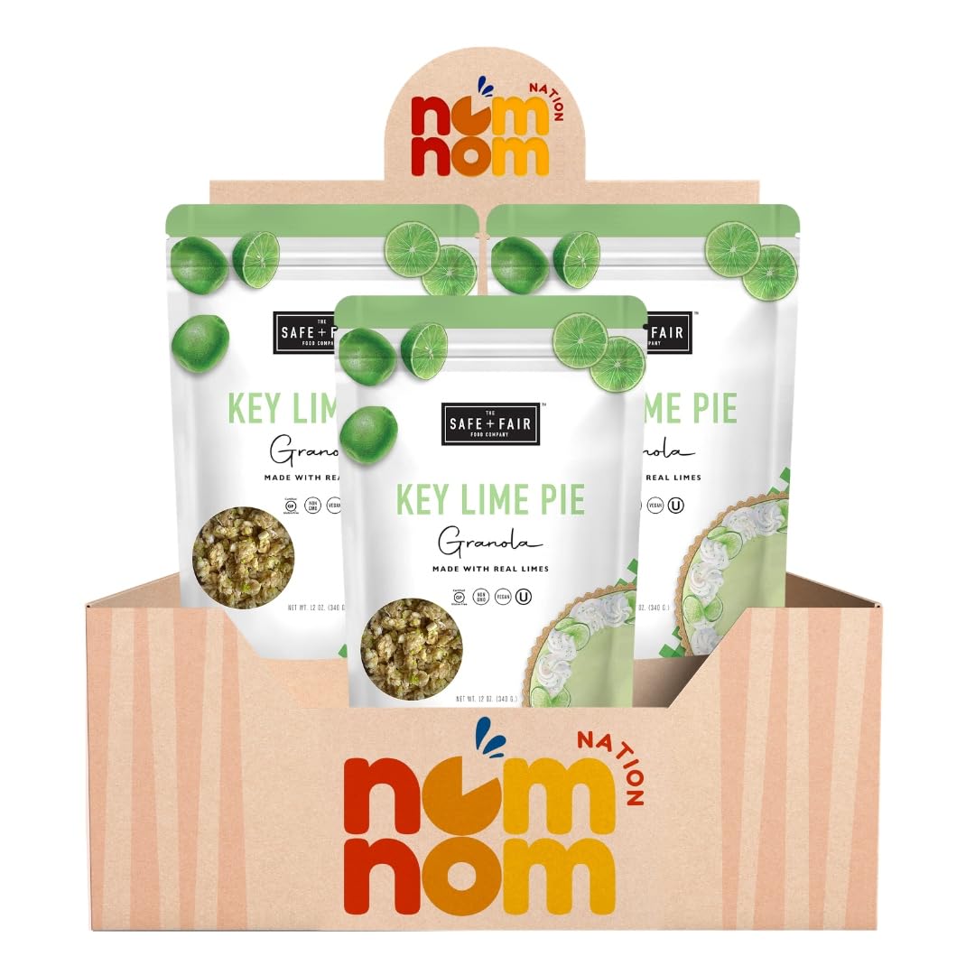 Safe + Fair Key Lime Pie Granola 12 oz - Pack of 3 - Protein Granola Cereal - Gluten Free Cereal and Oatmeal Alternative - Healthy Protein Cereal