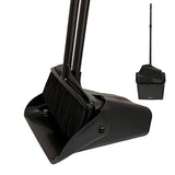 Primero Basics Broom and Dustpan Set with Long Handle and Wheels, Upright Standing Heavy Duty Large Dust Pan and Broom Combo for Indoor Outdoor