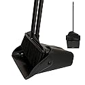 Primero Basics Broom and Dustpan Set with Long Handle and Wheels, Upright Standing Heavy Duty Large Dust Pan and Broom Combo for Indoor Outdoor