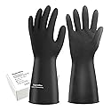 Exprosiflux Thick Rubber Cleaning Gloves - 3 Pairs Black Rubber Gloves for Dishwashing Large, Non-Slip Kitchen Gloves for Washing Dishes, Reusable